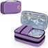 CURMIO Insulated Diabetic Supplies Travel Case, Double Layer Cooler Bag with Detachable Pouches, Purple