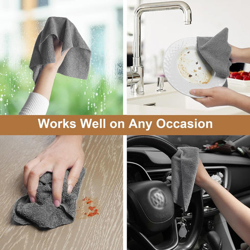 80 Pack Microfiber Cleaning Cloth, 11.5"x11.5", Lint Free, Absorbent Cleaning Rags for Kitchen, Car, Glass (Grey) -