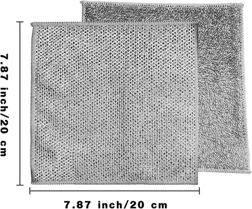 3 Pcs Upgraded Non Scratch Wire Dishcloth, Double-Sided Bamboo Charcoal Cleaning Rags for Dishes
