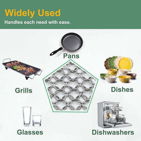 ifeel Cast Iron Cleaner, Premium 316L Stainless Steel Chainmail Scrubber for Cookware and Pots