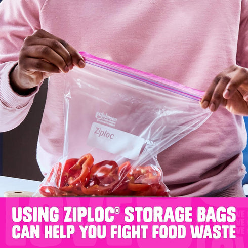 Ziploc Quart Food Storage Bags - Stay Open Design with Stand-Up Bottom, 80 Count