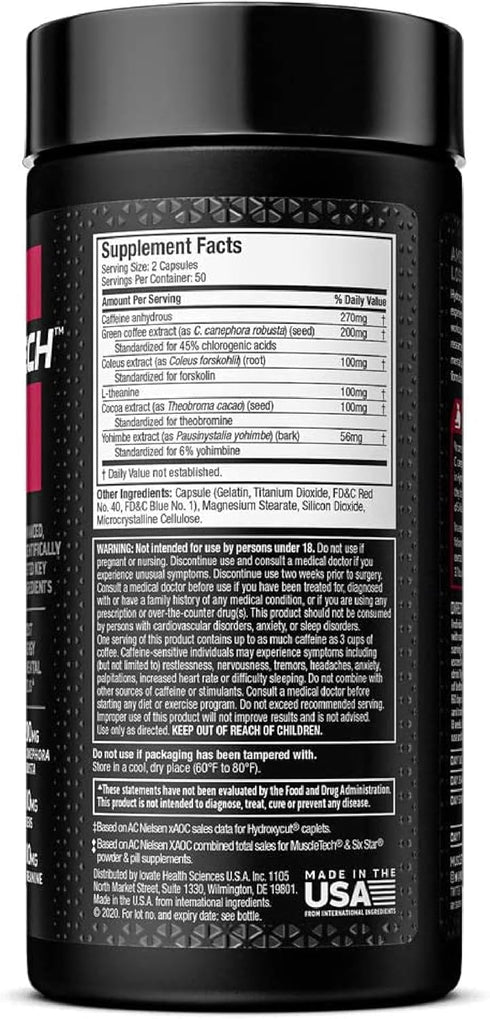 Hydroxycut Hardcore Elite - 100 Rapid-Release Thermo Caps, Pack of 2 for Men & Women - 100 Total Servings