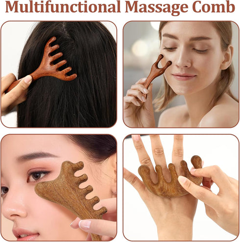 Mzario 4 6 Massage Comb PCS Wooden Massage Comb for Deep Relaxation & Stress Reduction Scalp Massages Combs Claws