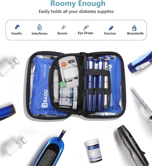 xinjue 2 Packs Insulin Cooler Travel Case with Temperature Display, TSA Approved Diabetic Cooling Bag for Insulin Pens