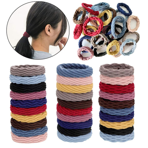 Wetopkim 30 Pcs Hair Ties, Non-Slip Seamless Bands for Thick Heavy Curly Hair, Lightweight Highly Elastic Stretchable