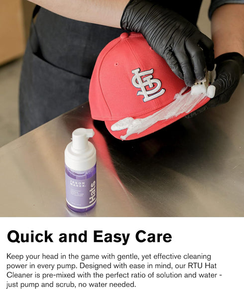 Jason Markk Hat Care Kit - 4 oz Ready-To-Use Cleaner, Premium Brush, Safe for Cotton, Wool, Felt & More, Fragrance-Free