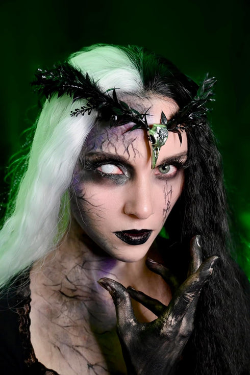 MOSTORY Gothic Black Feather Crown, Witch Headpiece for Halloween Cosplay Women