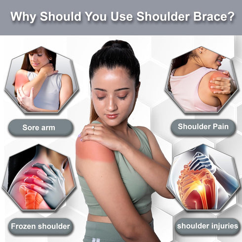 Wonder Care Left Right Shoulder Immobilizer Arm Sling Elastic Brace for Clavicle Dislocation - Black-Size 3