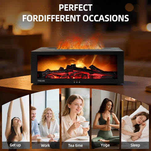 Humidifier,7 TMEHM Fireplace Flame Air Diffuser Colors Aromatherapy Essential Oil Diffuser,Ultrasonic Aroma Humidifier