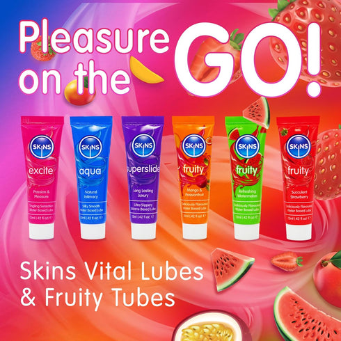 Set 3 Set SKINS Sex Lube - Water Based Lube, Tingle Lube and a Silicone Lubricant, with Flavored lubes for Couples