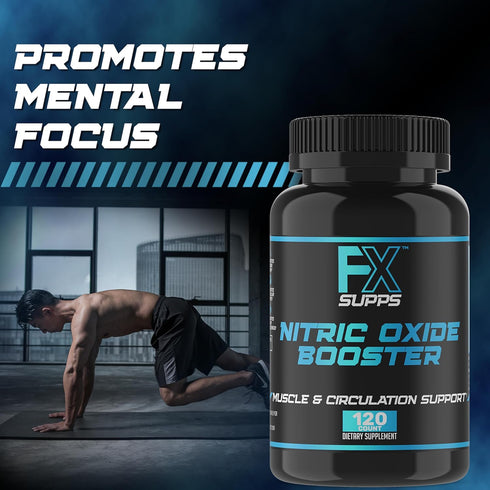 FX Supps Nitric Oxide Booster - Bodybuilding Pre Workout Pills for Men and Women (120 Capsules)