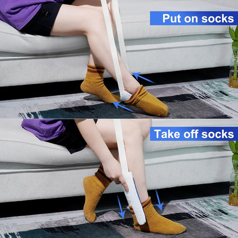 Sock Aid for Seniors, Disabled, Pregnancy - Easy Sock Helper Tool Aide Puller, Dark Blue, No Bending
