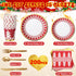 200 Pcs Christmas Dinnerware Set Disposable Red and White Paper Plates and Napkins for 25 Guests Gold Tableware Kits Cups Forks Knives Spoons for Christmas New Year Party Decoration(Xmas Tree)
