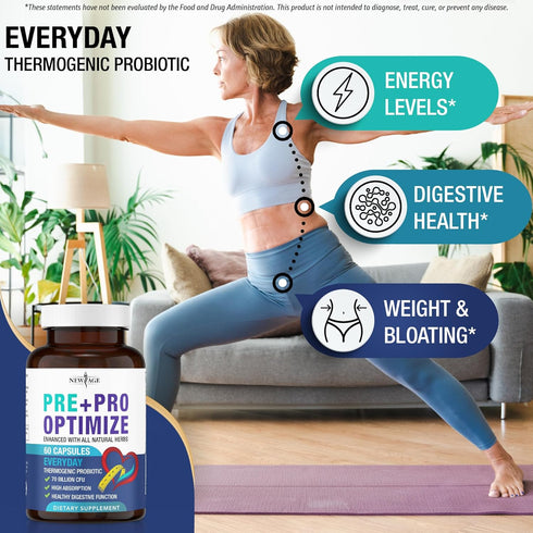 NEW AGE Pro Optimize Probiotics for Women, Menopause, Digestive Health, Relief for Bloating, Hot Flashes (60 Pack)