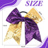 Oaoleer 12 Count 7" Hair Ties for Girls - Large Sparkly Sequin Glitter Cheer Bows, Purple & Gold