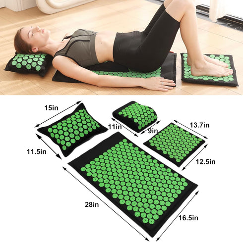 XiaoMaGe Acupressure Mat and Pillow Set with Carrying Bag, Acupuncture Mat for Neck & Back Pain Relief