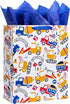 SUNCOLOR 16" Extra Large Gift Bag with Tissue Paper for Boys (Vehicle Design)