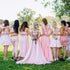 WILLBOND 10 Pcs Bridal Hair Scrunchies, Satin Bridesmaid Hair Ties for Wedding Party Favors (Dark Pink and White)