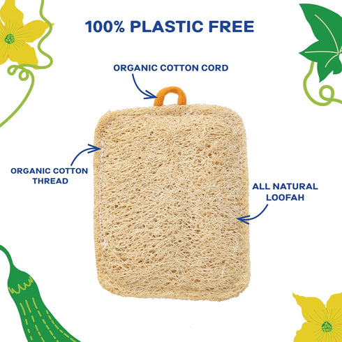 All Natural Loofah Kitchen Sponge (4 Pack) - Eco Friendly Sponges - Compostable Sponge - Biodegradable Sponges Kitchen - Natural Sponges for Dishes by qucurby