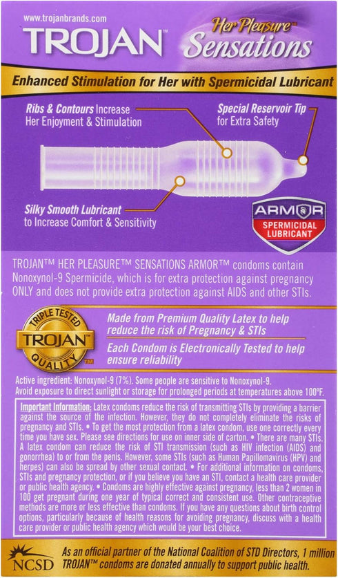 TROJAN 36 Count 12 Count Ultra Thin Condoms and Her Pleasure Sensations Spermicidal Lubricated Condoms