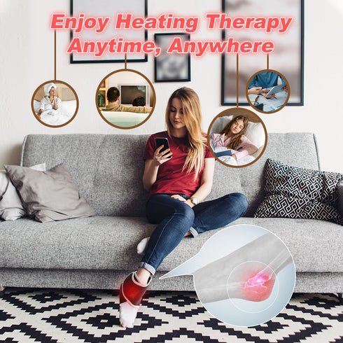 Heated Ankles Wrap Foot Heating Pad for Achilles Tendonitis Relief - Portable Cordless Electric Heating Pads with 3