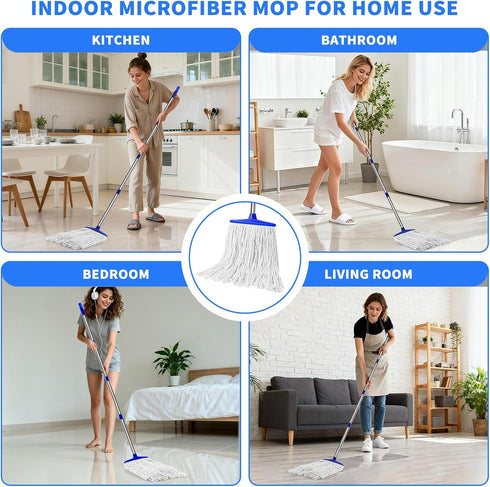 Keleekelin 52" Indoor Cotton Mops for Floor Cleaning - Indoor Cleaning Mop for Wood Floors, Tile, Hardwood Floor