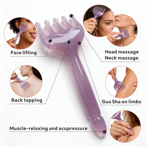 sepwonp 4 Set: Pcs All-in-One Head Massager Scalp Comb, Gua Sha, Octopus & Five Claw Tool for Stress Relief