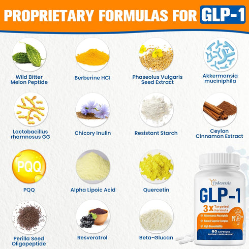 Todesessis GLP-1 3X GLP-1 GLP1 60 Supplement for Women, Targeted Formula, Gentle on the Stomach, with Akkermansia