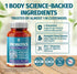 1 Body Probiotics, 60 Billion CFU Gut Health Supplement with Prebiotics, Digestive Enzymes, Vegan, 60 Capsules