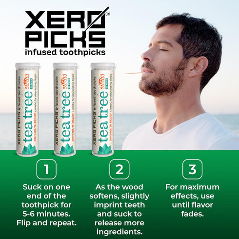 Xero Picks Tea Tree Flavored Toothpicks for Long Lasting Fresh Breath & Dry Mouth Prevention (Citrus)