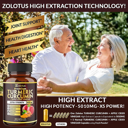7 in 1 Premium Turmeric Curcumin + Apple Cider Vinegar Capsules, 5010mg Equivalent, 6 Month Supply with Ashwagandha,