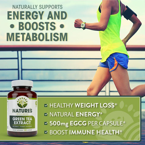 Green Tea Extract 98% Standardized with EGCG - Healthy Weight Support & Metabolism - 1000mg Capsules