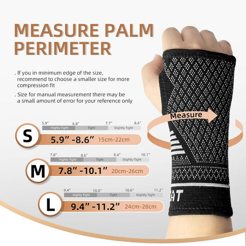 Wrist Compression Sleeves, Silver Wrist Brace for Carpal Tunnel Pain Relief Treatment, Breathable Support (Pair)
