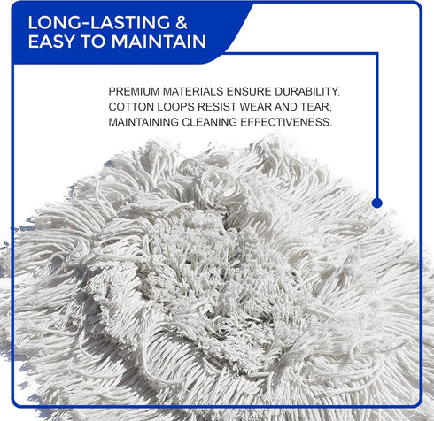 Nine Forty Heavy Duty Cotton Wedge Dust Mop Head - Industrial-Strength for Home & Commercial Floor Cleaning