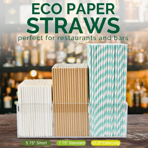 Aqua Paper Straws 10 Inch Extra Long for Tall Drinks, Baby Shower, Parties, Cocktails - 100 Counts