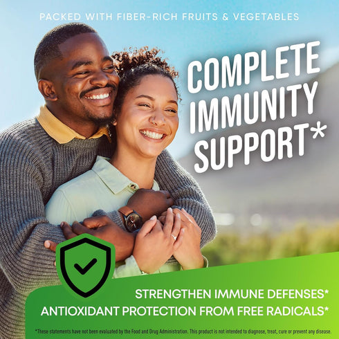 Fruits and Veggies Supplement - High Fiber for Immunity, Gut & Energy - Super Reds & Greens with Marshmallow Root - 240