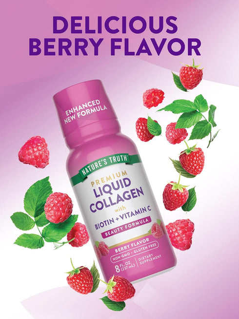 Nature's Truth Liquid Collagen - Berry Flavor | 8 oz | Non-GMO and Gluten Free Supplement