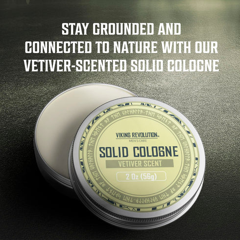 Viking Revolution Vetiver Solid Cologne for Men, 2 Oz - Balm Cologne for Men's Travel Wax