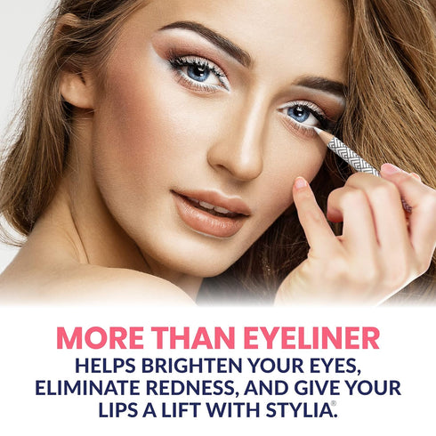 Stylia Waterproof White Eyeliner Pencil for Women, Long-Lasting Microblading Supplies Brow Pencil for Defining &