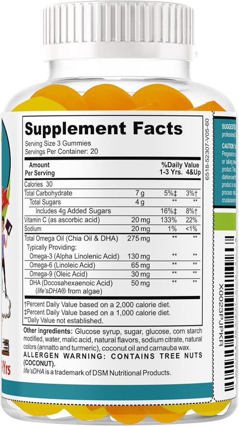 Ez Focus Gummies for Kids - Chewable Focus Vitamins for Brain Support, Attention & Calming, Natural Omegas DHA