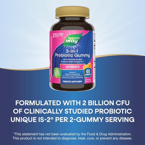 Nature's Way 3-in-1 Women’s Probiotic Gummies, 60 Gummies, Supports Digestive & Vaginal Health, Gluten Free