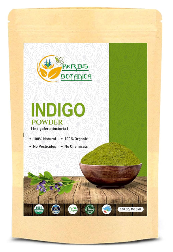 Indigo Powder for Hair - 150 Grams Natural Black Hair Dye, Indigofera Tinctoria, 100% Natural Organically Grown