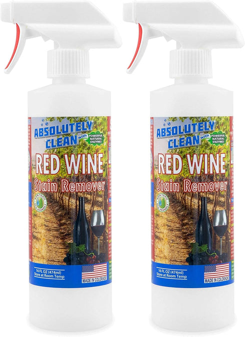 Amazing Red Wine Stain Remover, Natural Enzymes Eliminate Wine Stains Fast, USA Made (16oz 2 Pack)