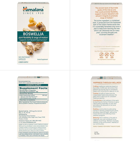Himalaya Boswellia, Joint Support for Mobility and Flexibility, 250 mg, 240 Capsules, 2 Month Supply