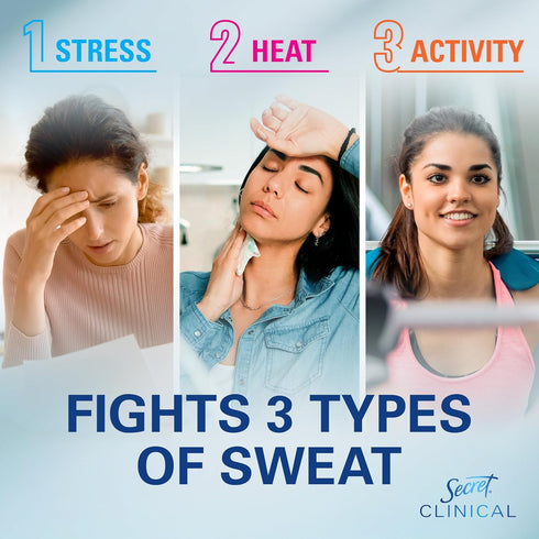Secret Clinical Strength Antiperspirant Deodorant for Women, 1.6 oz, 72hr Sweat & Odor Protection, 3X Stress