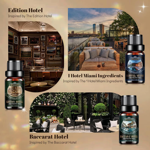 Set,6x10M Hotel Diffuser Oils Gift Luxury Essential Oil for Diffuser, Fragrance Oil Blend Hotel Scent for Soap & Candle