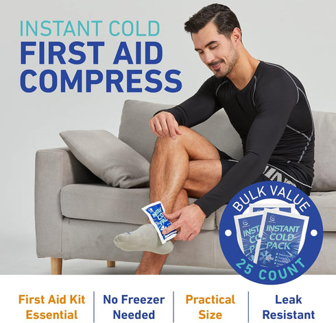 50 Packs Instant Ice Cold Pack, 6” x 4.5”, Disposable Ice Packs for Injuries, Cold Compress