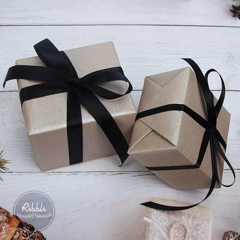 Ribbli Double Faced Black Satin Ribbon, 1/4” x 25 Yards, Use for Bows, Gift Wrapping, Floral Arrangement