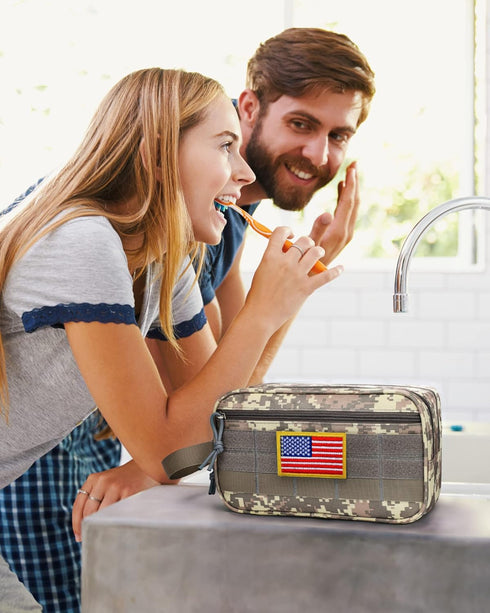 TACTICISM Toiletry Bag for Men, Dry Wet Separate Travel Bag, Tactical Molle Dopp Kit, Water-Resistant
