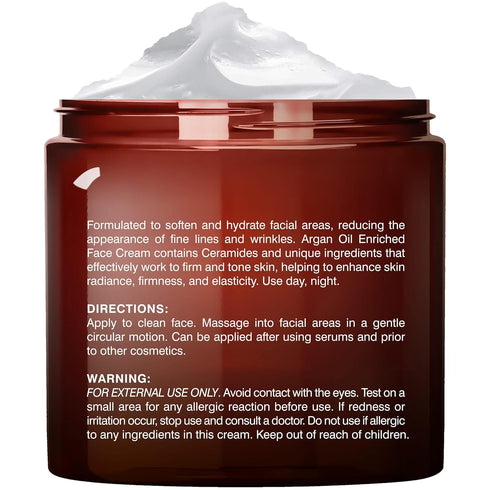 MAJESTIC PURE Whipped Argan Oil Moisturizer Face Cream, 8oz - Hydrates Dry and Oily Skin with Vitamin E, A, Collagen &